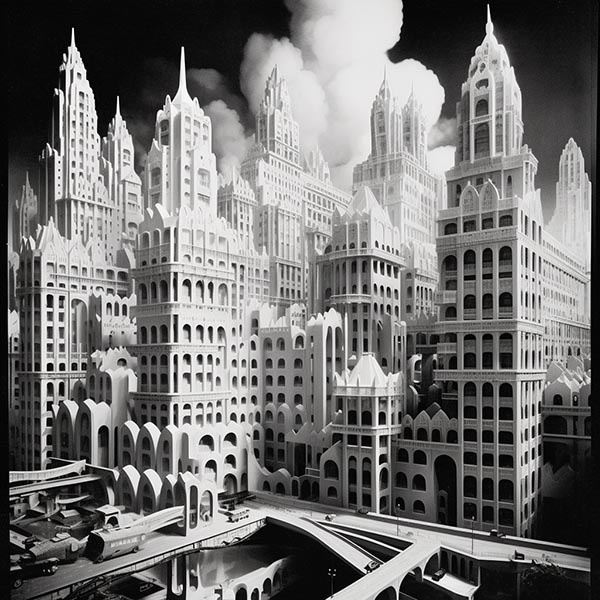 Midjourney generated AI image of Gaudi inspired architecture