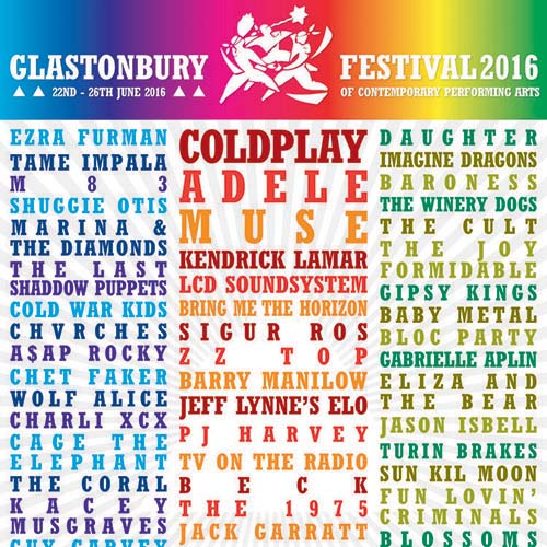 Glastonbury Festival 2016 line-up fake poster