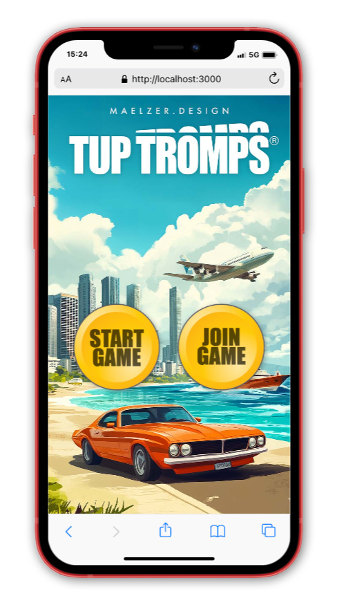 Tup Tromps top trumps web app landing screen